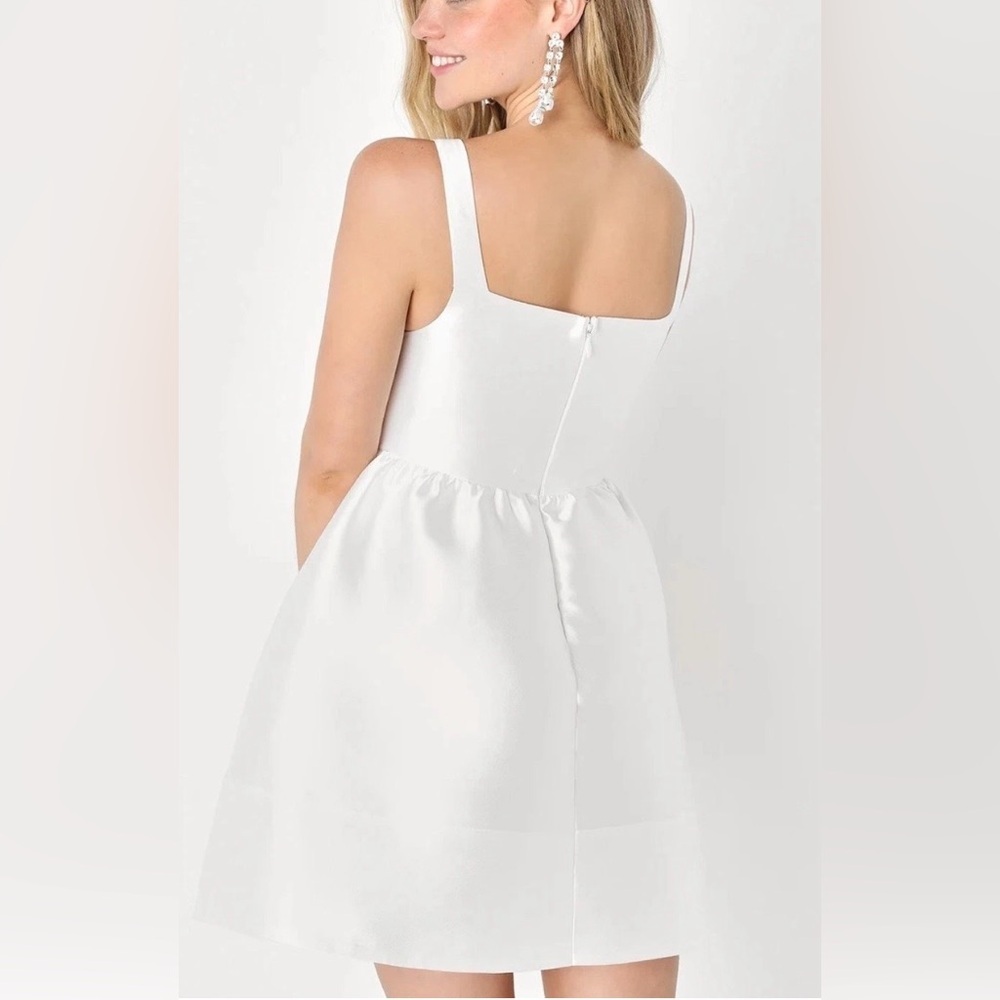 Lulu's NWT Elegant White Satin Bubbly Corset Mini Wedding/Blacktie Dress Size XL - Picture 2 of 16